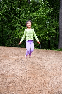 Chanterelle female child jump