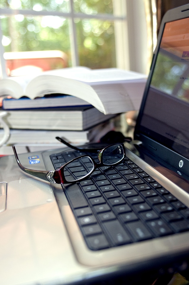 Computer Keyboard couple eyeglasses
