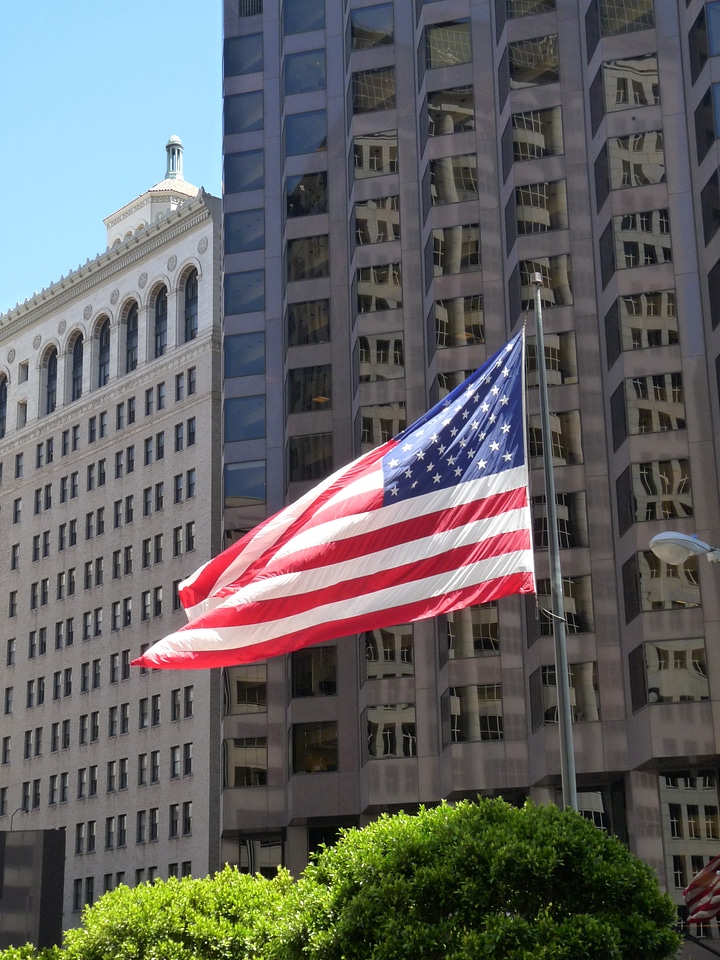 American flag san francisco street