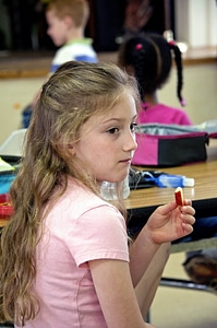 Blonde Hair cafeteria female child photo