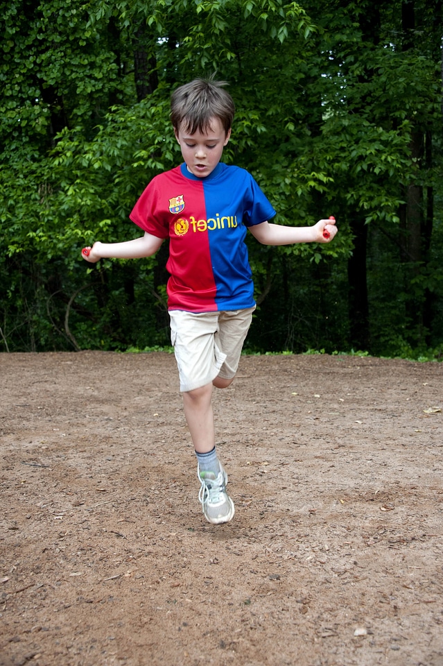 Blue boy playing