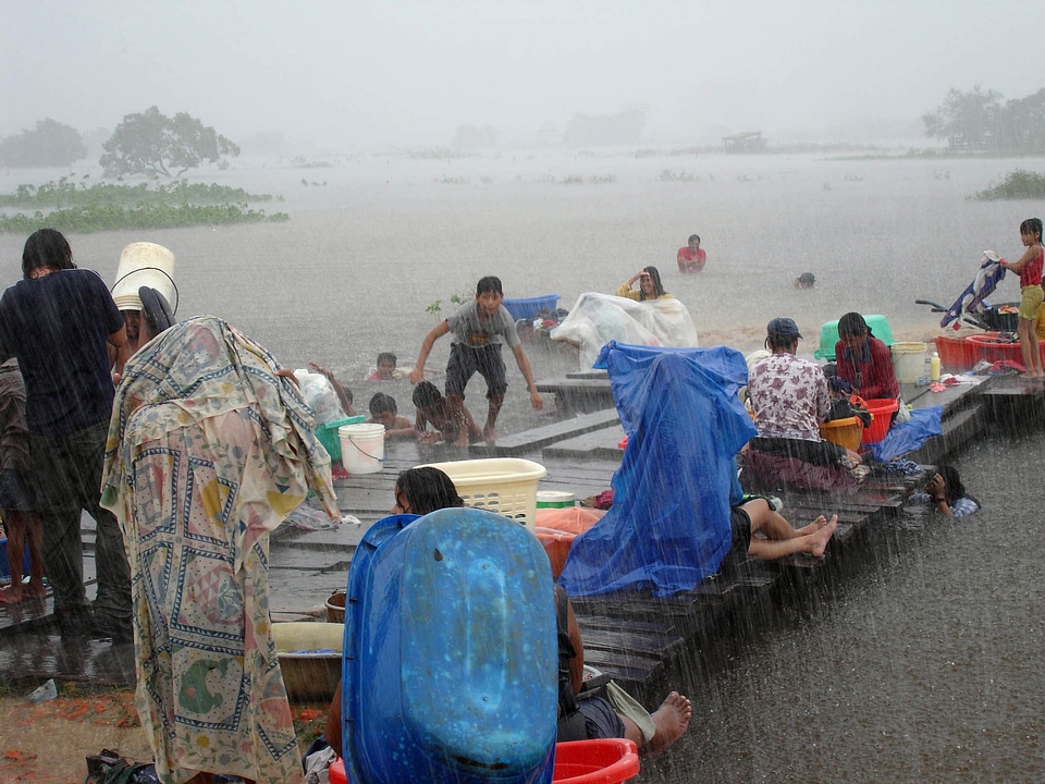 Clothes downpour people