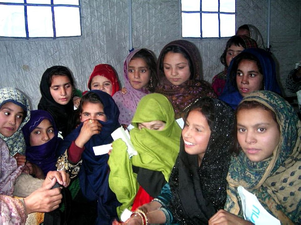 Awning bearing female child