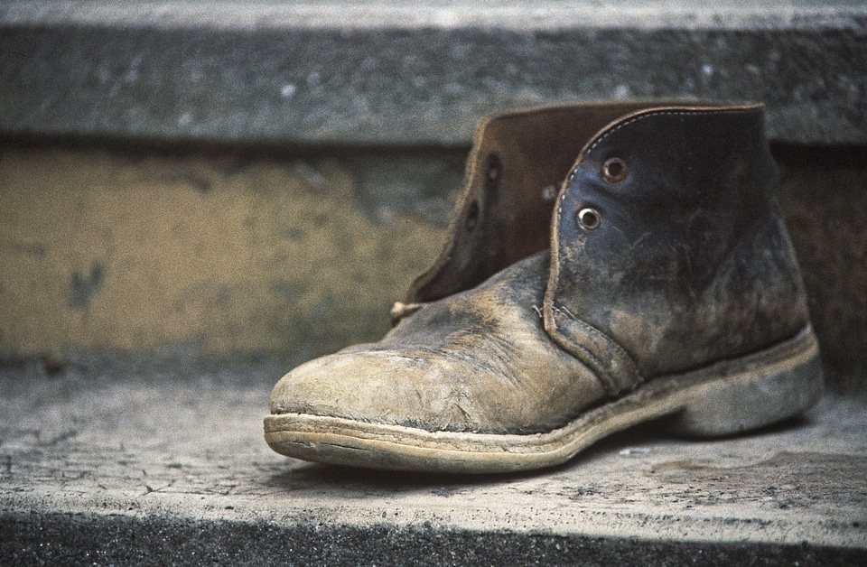 From the shoes tilted old