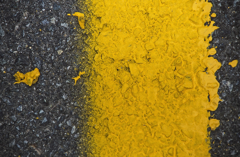 Yellow central reservation stripes