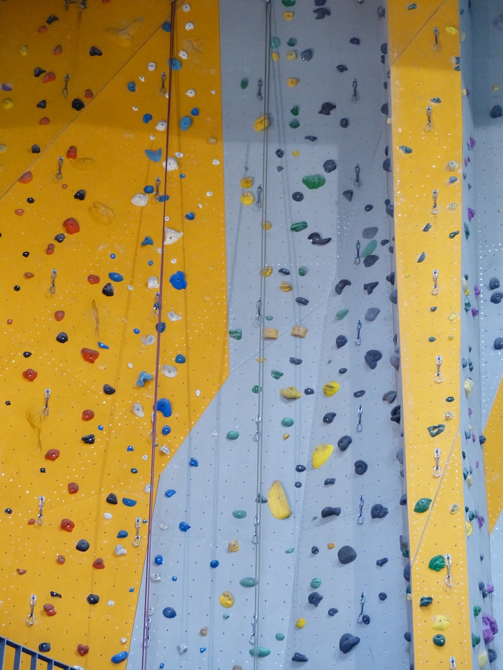 Perpendicular climbing holds colorful