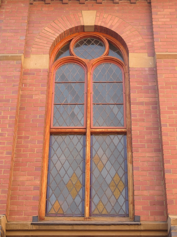 Decorative window church red brick