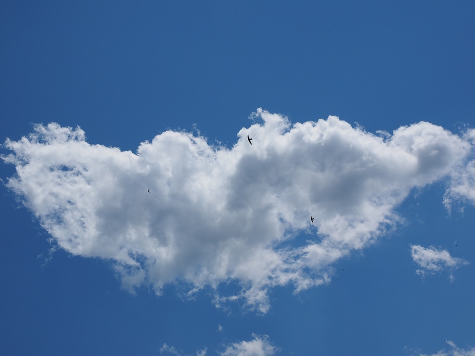 Clouds form white cumulus clouds