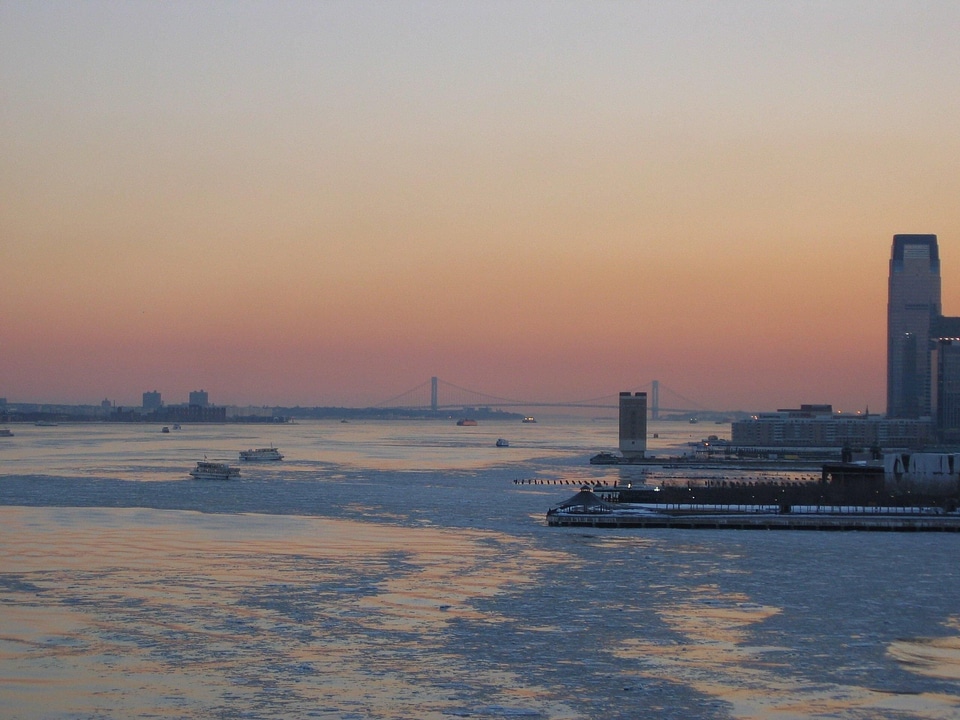Looking river sunset