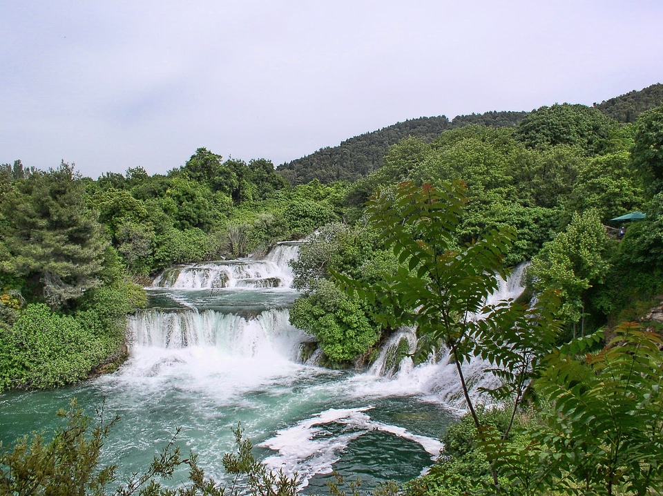 Waterfalls cascade water