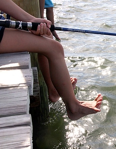 Feet fishing pole sitting photo