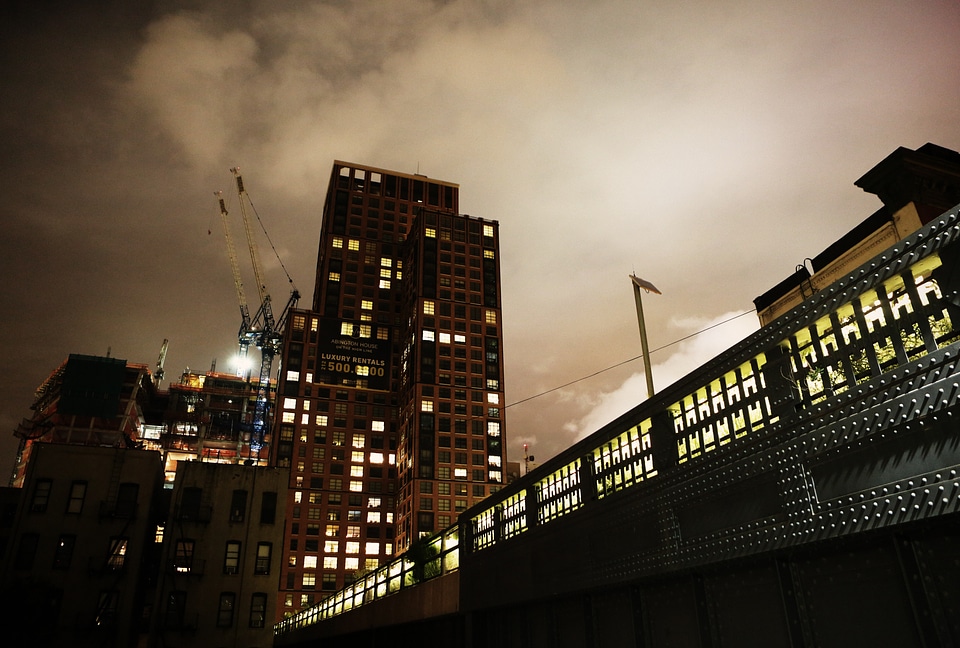 Town buildings night