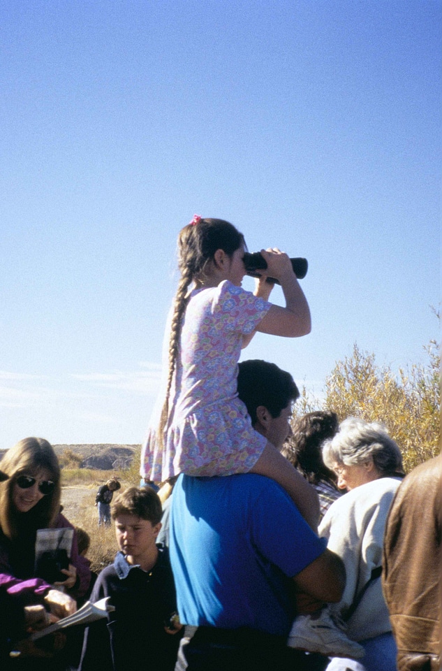 Father female child meeting photo