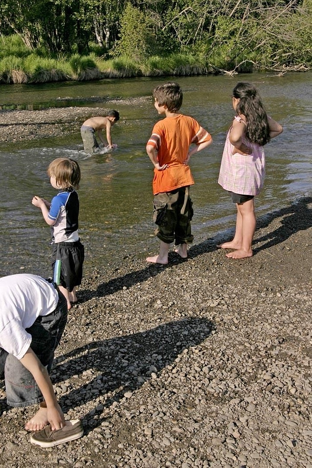 Babies brook playing