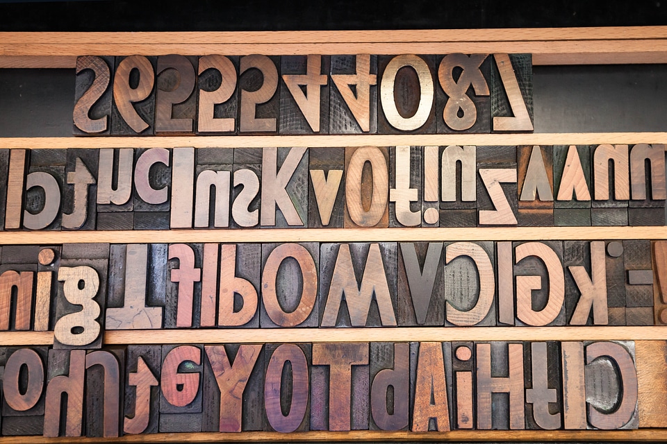 Book printing mechanical process font