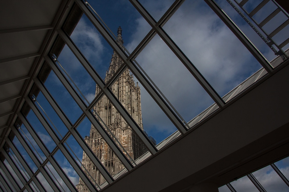 Church main tower skyward