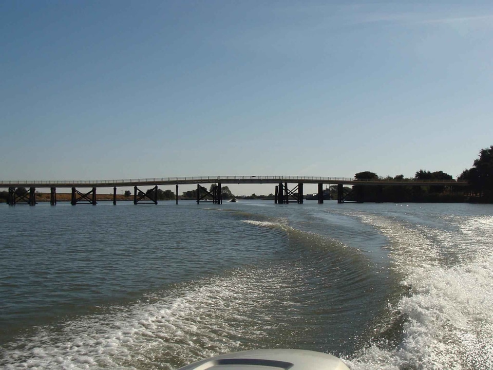 Boats bridge foreground