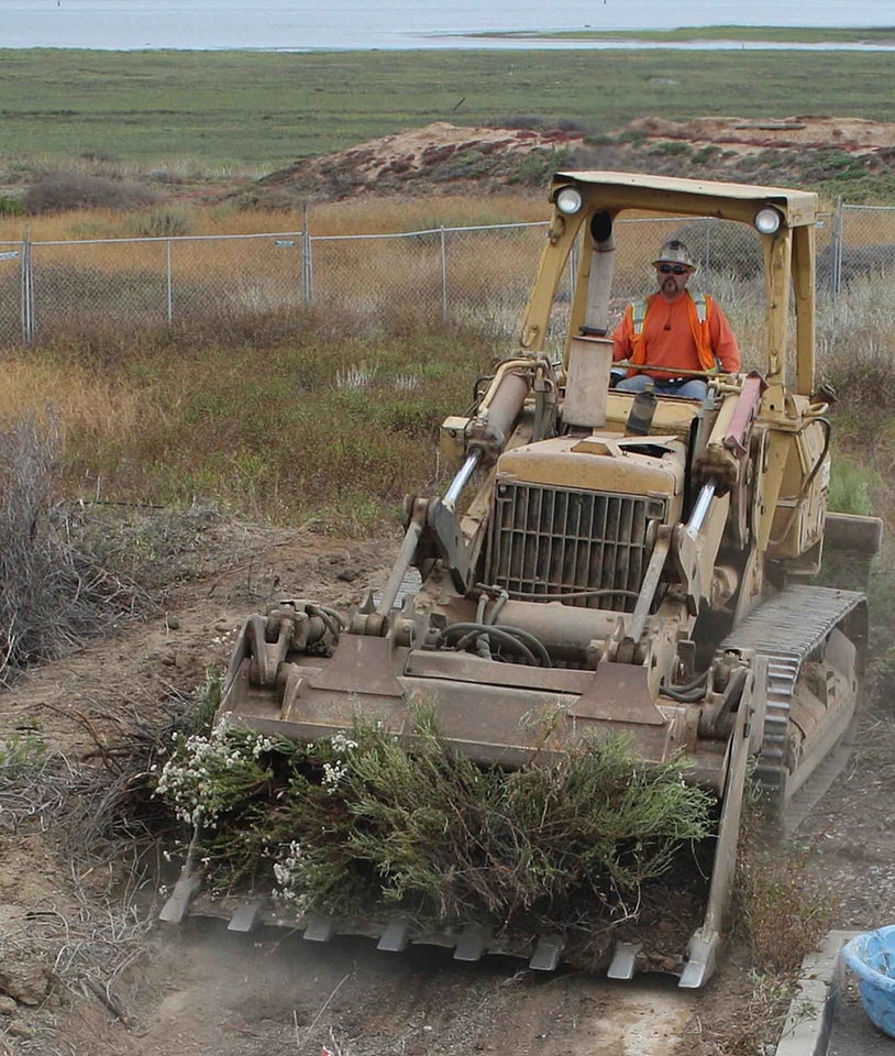 Bulldozer driving husband