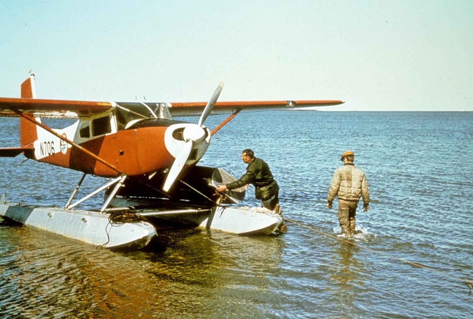 Hydroaeroplane lake shoreline