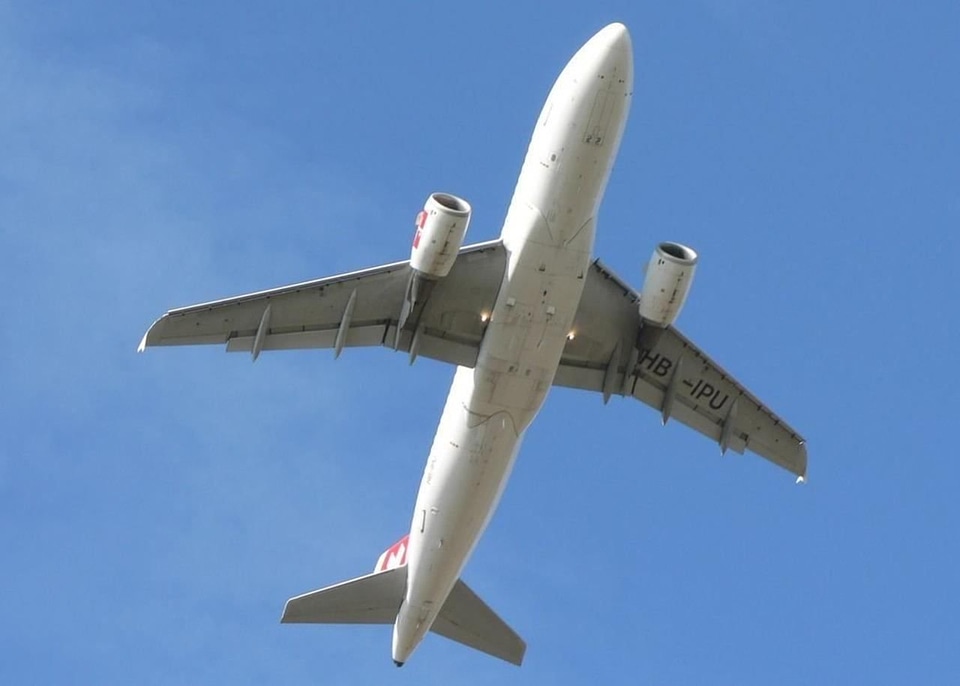 Airplane blue blue sky
