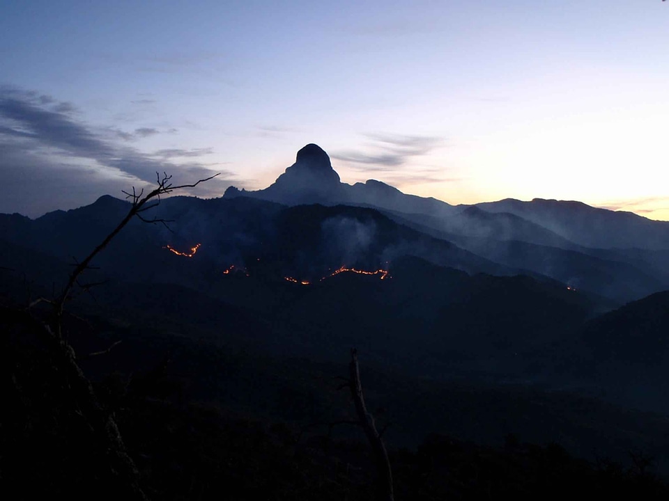 Evening fire mountain