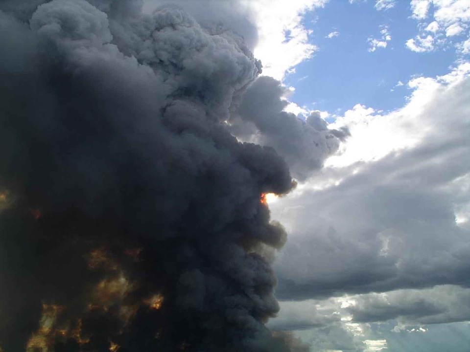 Black fire smoke