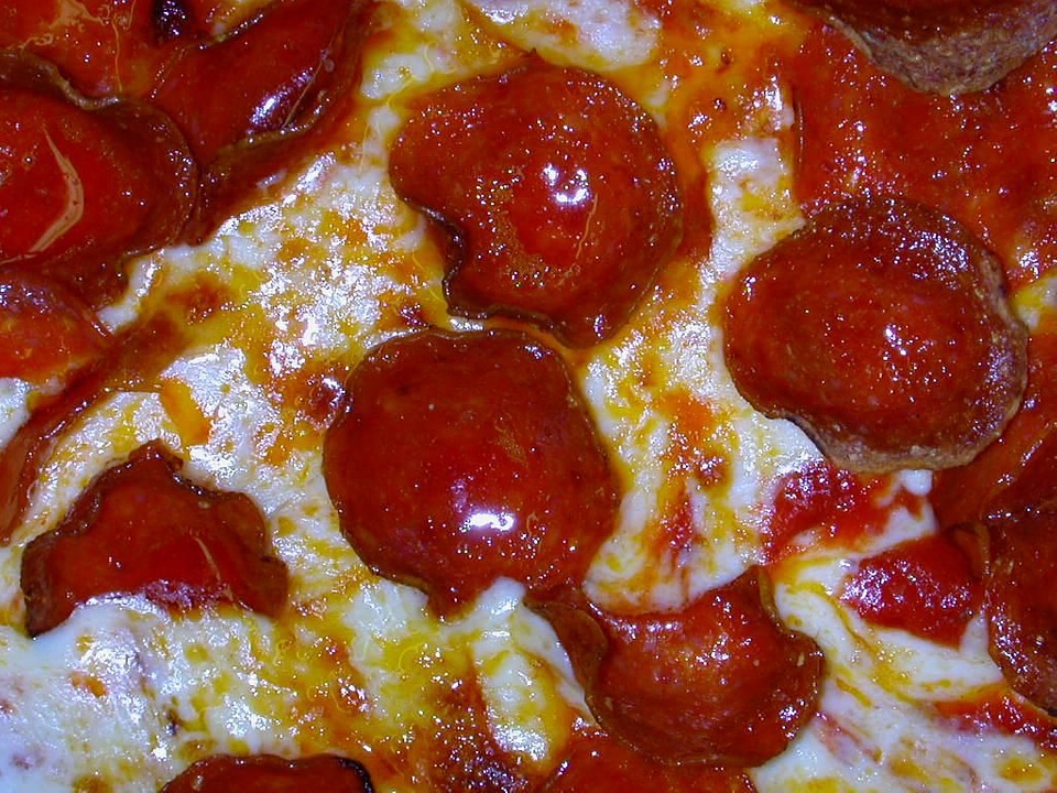 Bell Pepper close-up pepperoni pizza