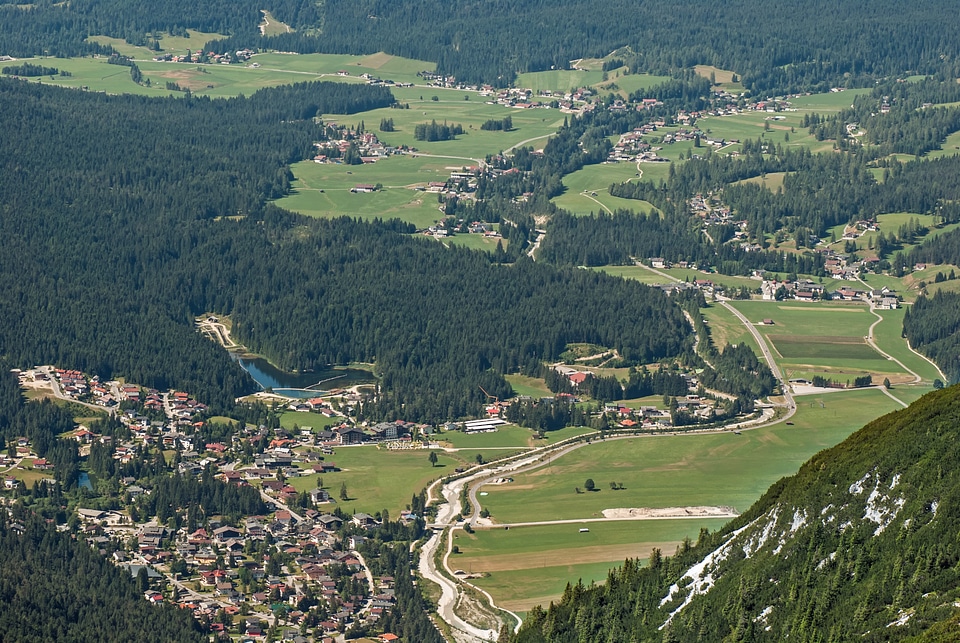 Town mountains ravine