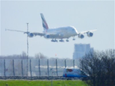 Airbus A380 bij Schiphol