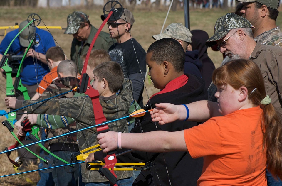Archery practice students