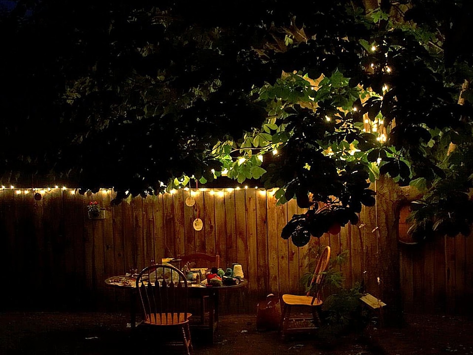 Backyard desk evening