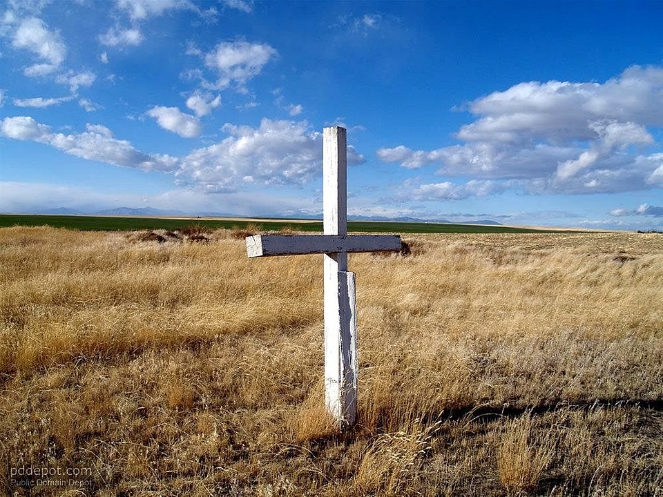 Blue Sky cemetery cross