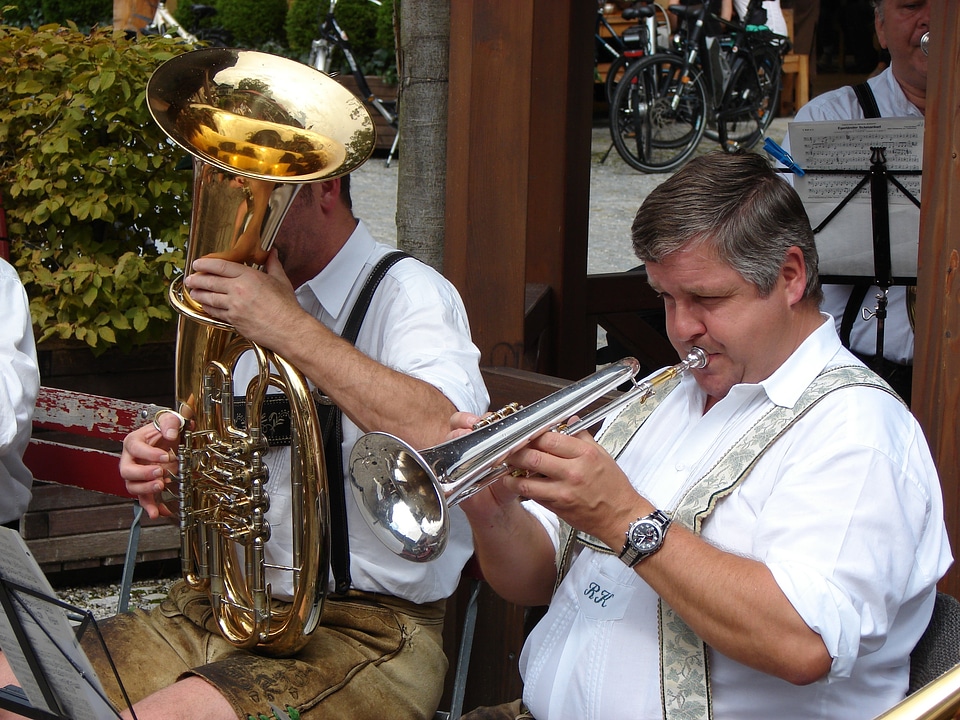 Men leather pants brass band