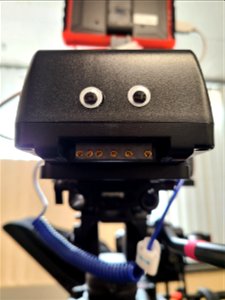 Googly Eyes on cinema camera battery