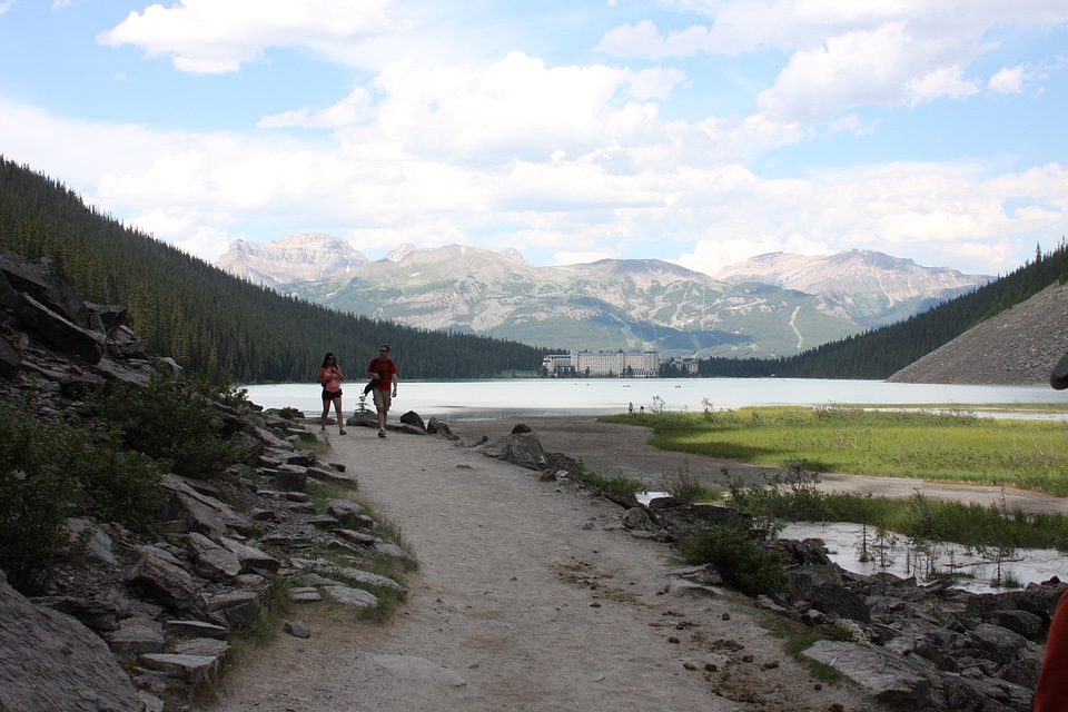 Landscape of beautiful Lake Louise and mountains in Alberta, Cana