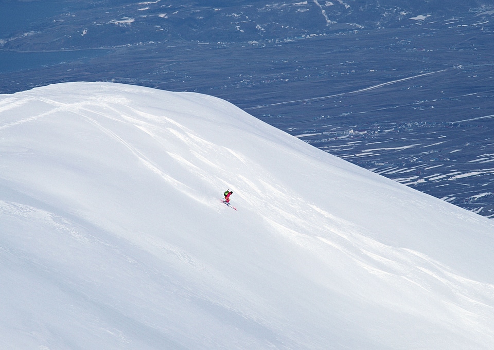 Extreme skier in fresh powder snow