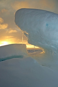 Pressure ridge and melt water at the Geographic North Pole photo