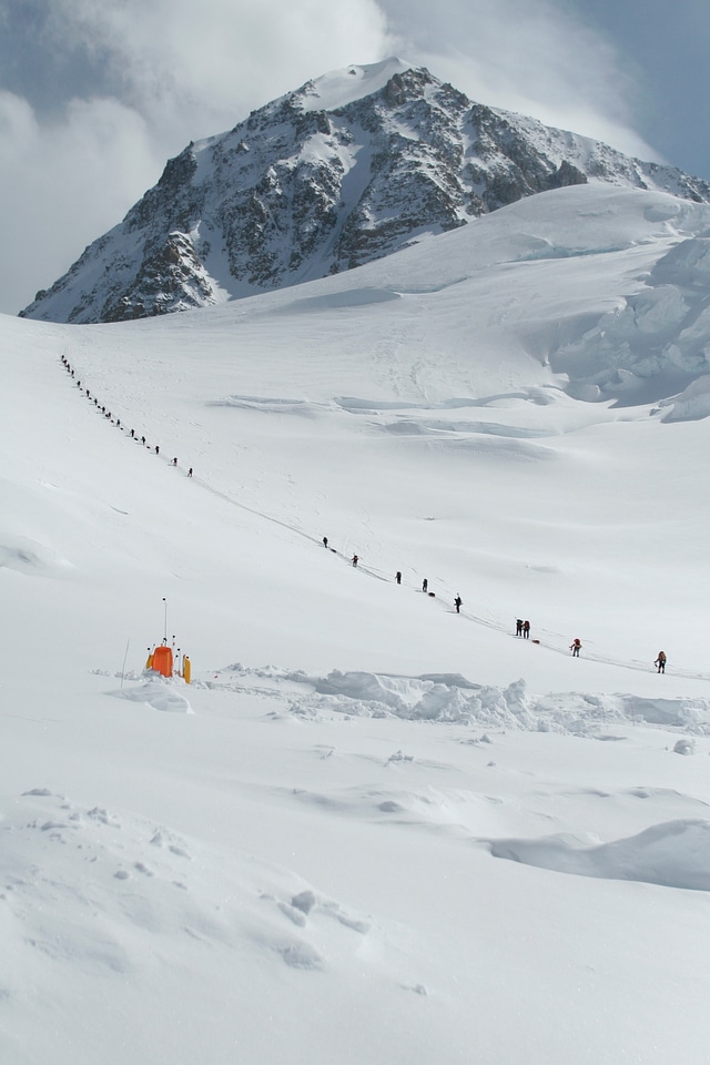 A morning line-up at Motorcyle Hill