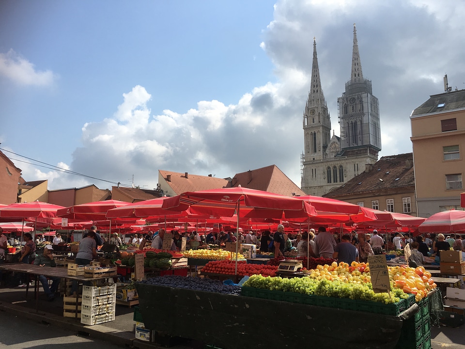 market stall with southern fruits in Croatia photo