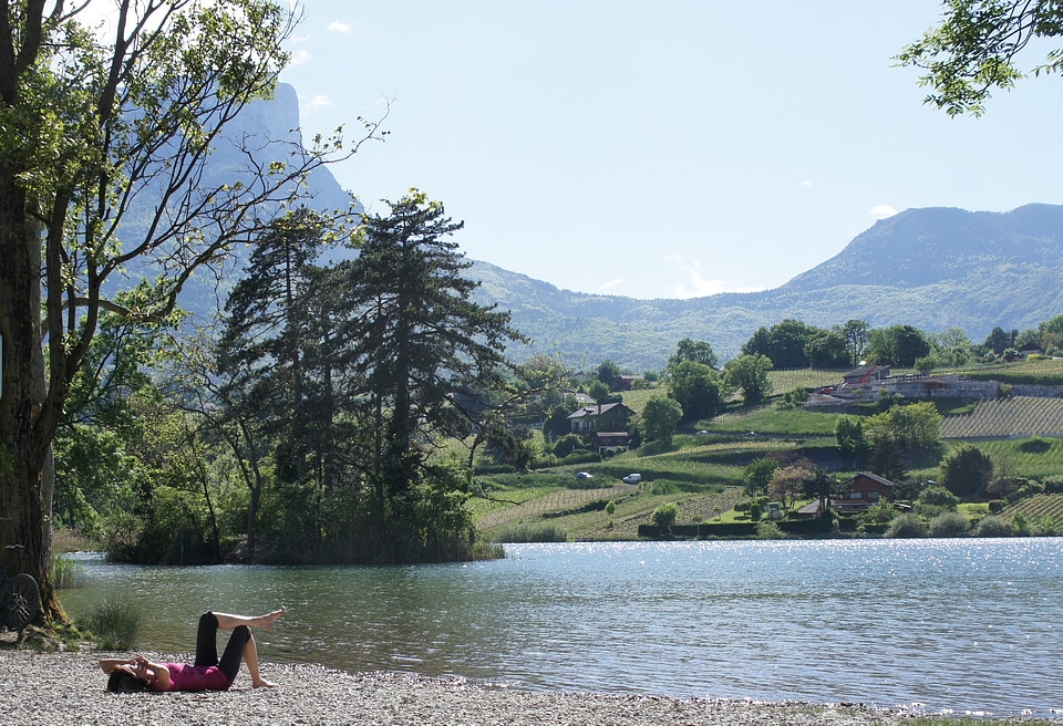 relaxing young woman in nature