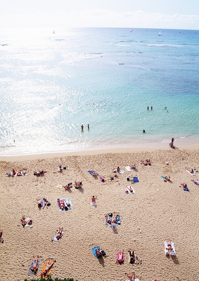 Aerial summer view of crowded Beach