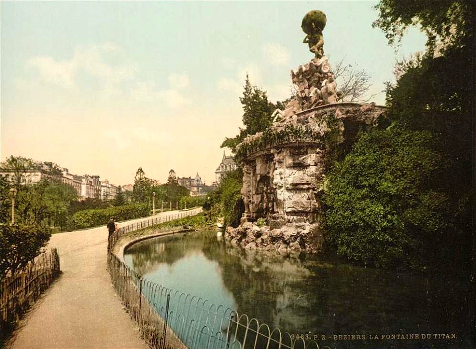 Béziers.La fontaine du Titan, vers 1890