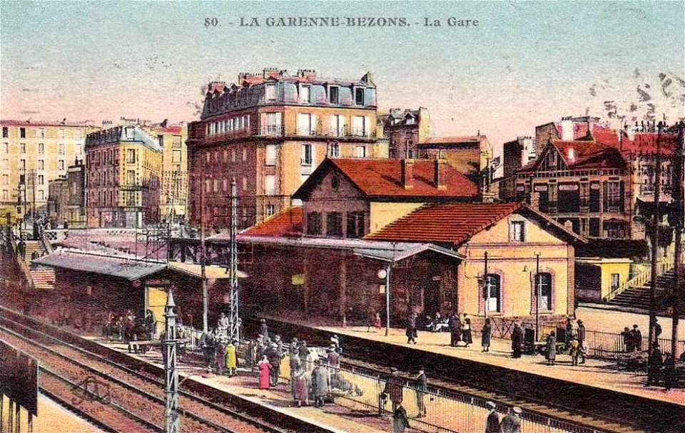 La Garenne-Colombes.La gare, carte colorisée