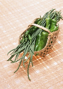 Green Hot Pepper in basket photo