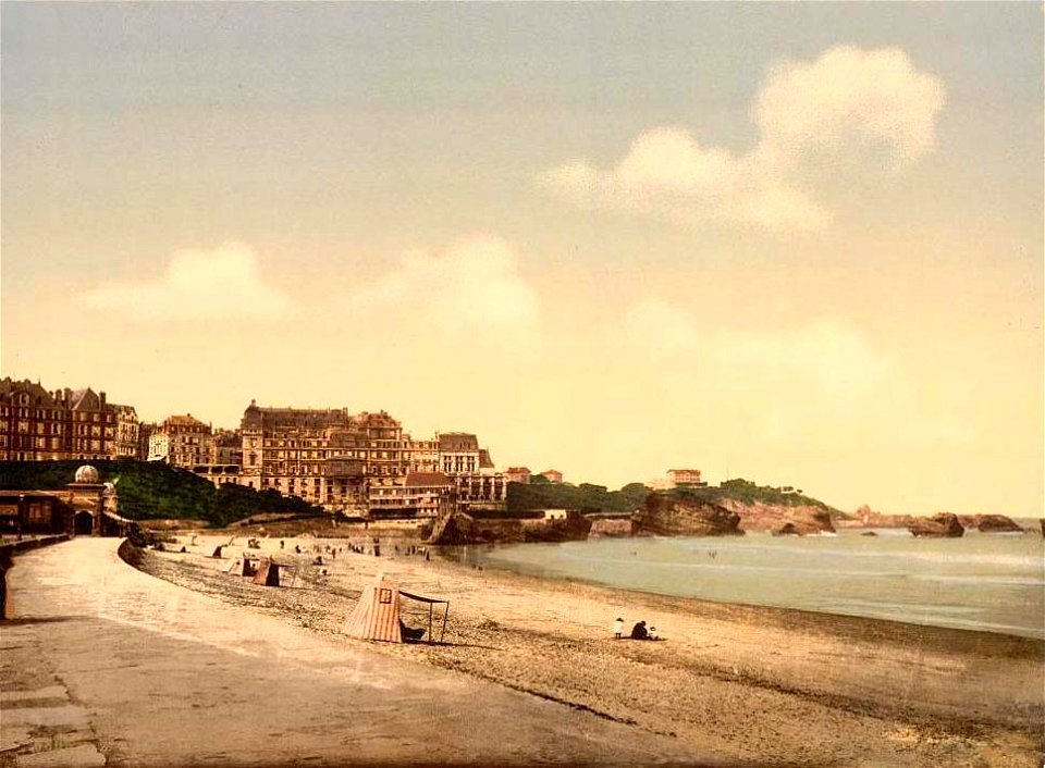 Biarritz.Panorama de la ville, et plage, vers 1890
