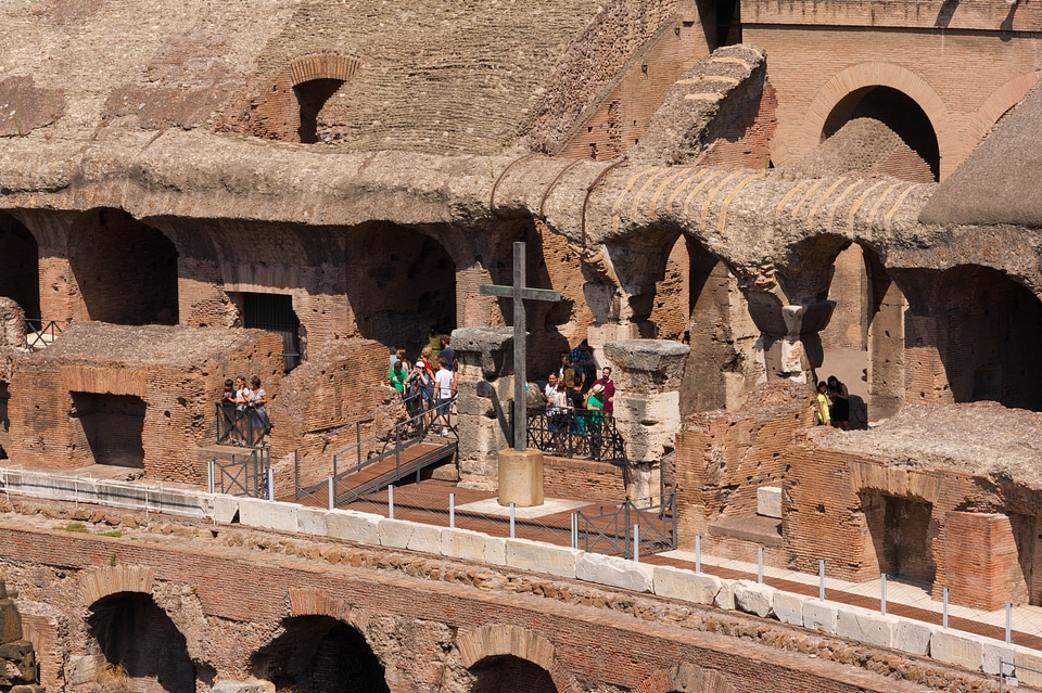 Interior of the Colosseum, the cross. Rome, Italy