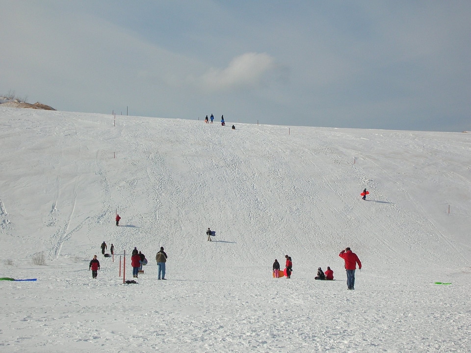 Sledding at the Dune Climb