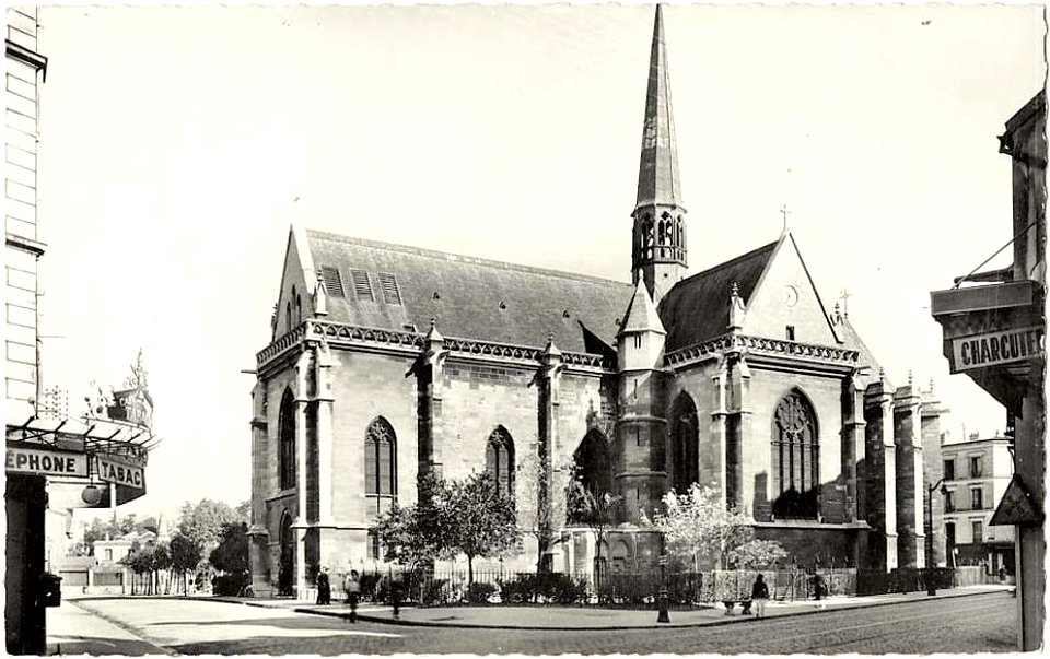 Boulogne-Billancourt.Église Notre-Dame de Boulogne.Carte postale noir et blanc