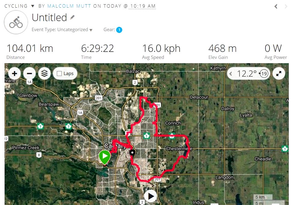 A fun bike ride back in Calgary to end my vacation