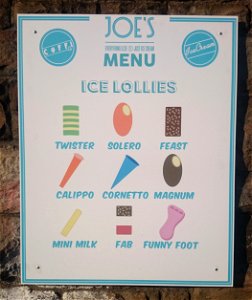 Joe's ice cream menu photo